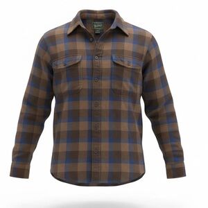 Woolrich Brown and Blue Plaid Flannel Shirt